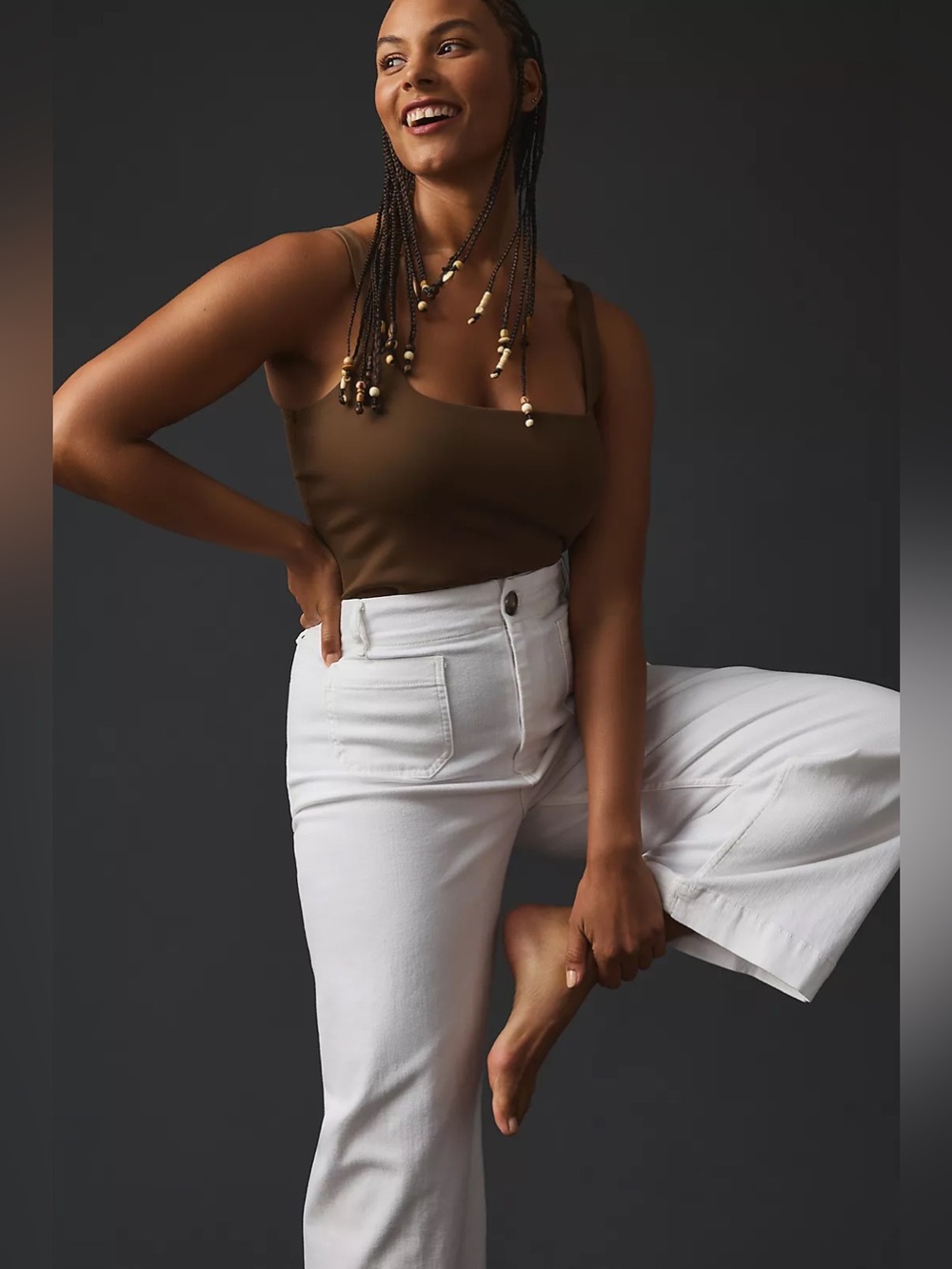 Colette Cropped Wide-Leg White Denim Jeans - White - Picture 9 of 12